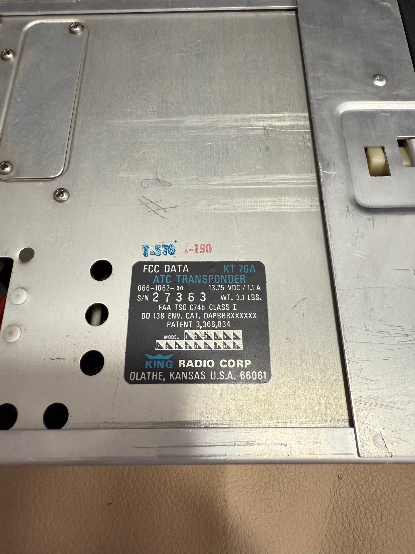 Bendix / King KT-76A Transponder | P/N 066-1062-00