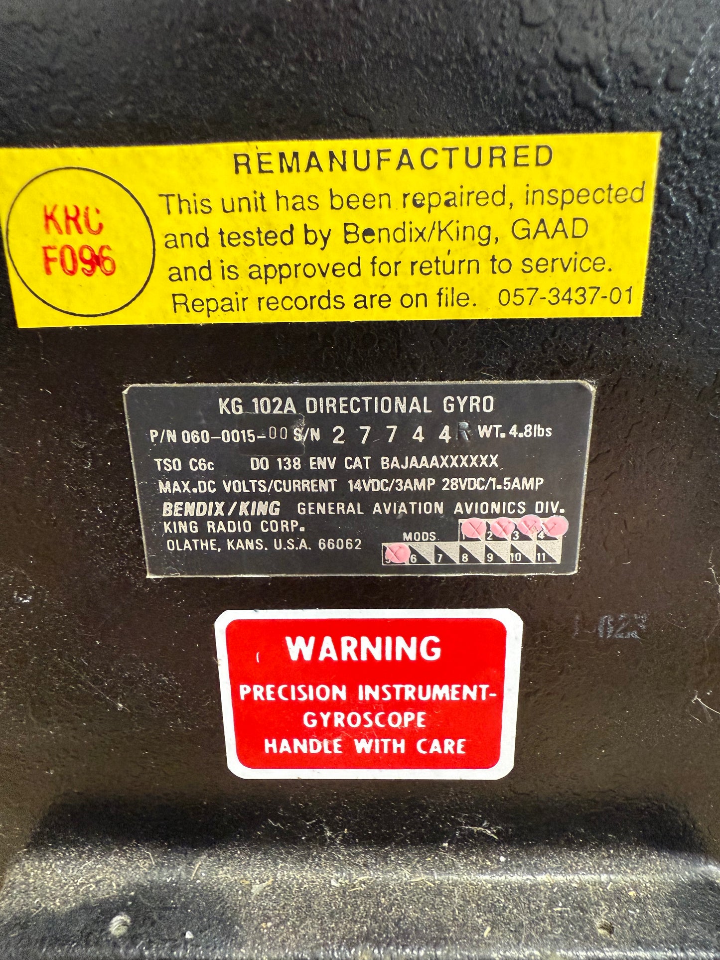 Bendix / King KG-102A Directional Gyro | P/N 060-0015-00